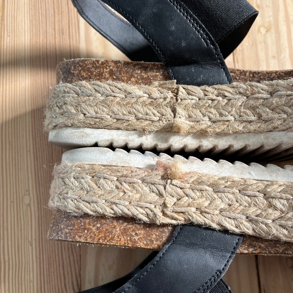 Steve‎ Madden Jaklin Black Elastic Espadrille Platform Wedge Sandals Womens 8 - Picture 6 of 9